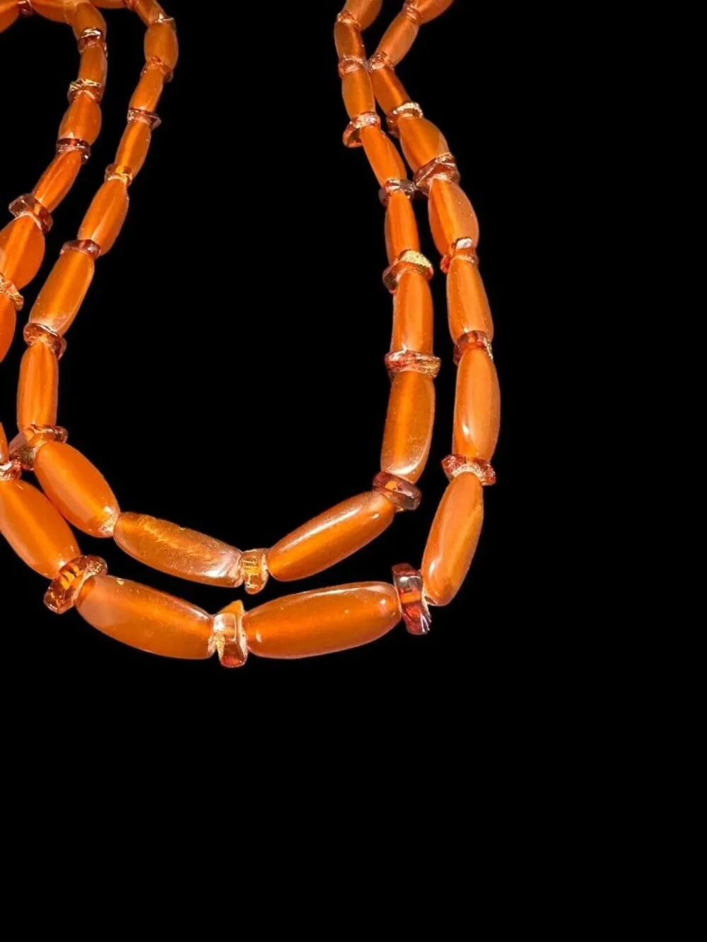 Vintage Art Deco Baltic Amber Carnelian Agate Beaded Long Necklace 50 in